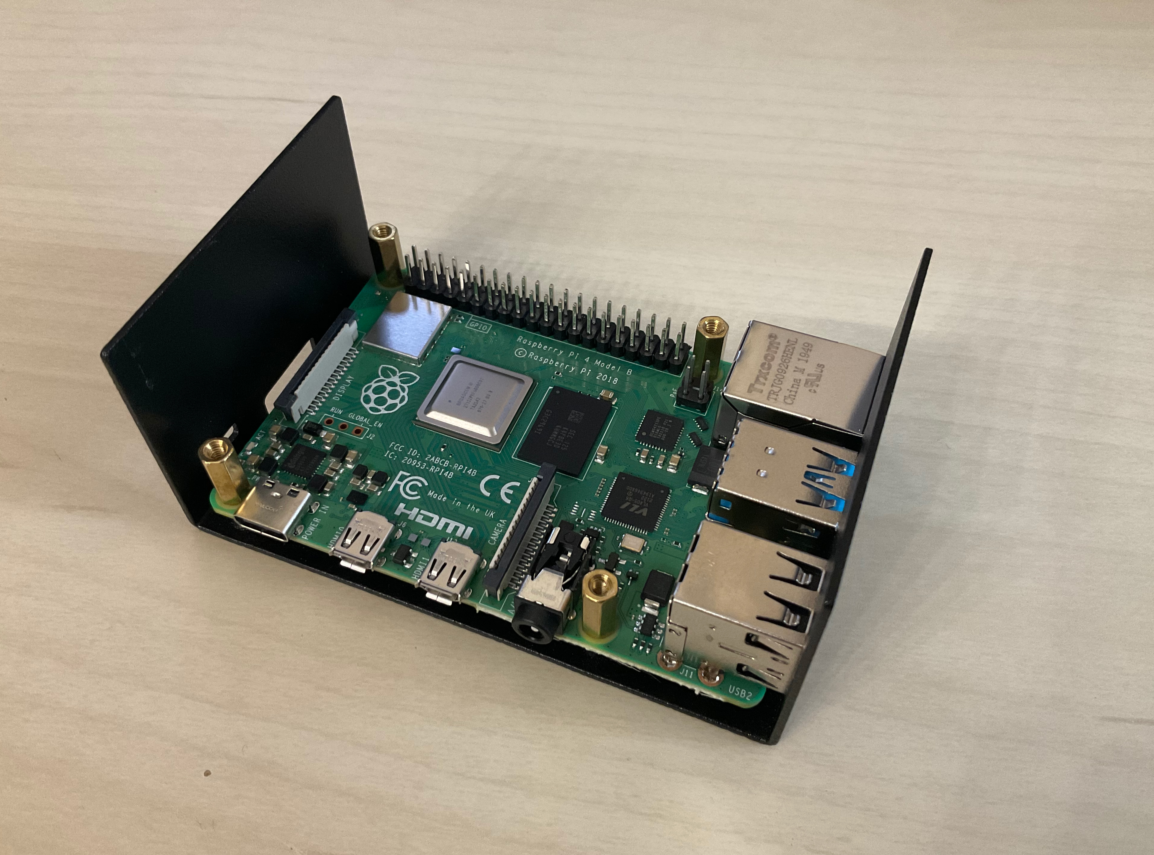 Raspberry Pi board mounted to base